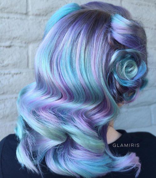 Pastel Blue Hair With Purple Highlights
